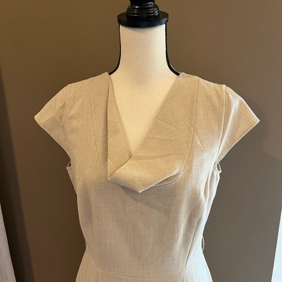 Calvin Klein Tan Dress, Cap Sleeve, Office or Church, Size 8 - Picture 3 of 9